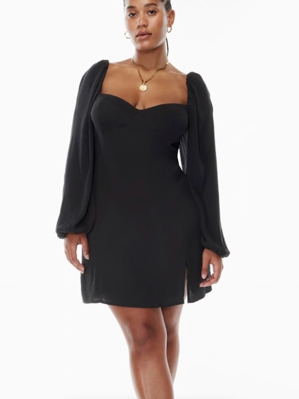 Wilfred Aritzia Novella Dress Black Long Sleeve Mini Dress Size 10